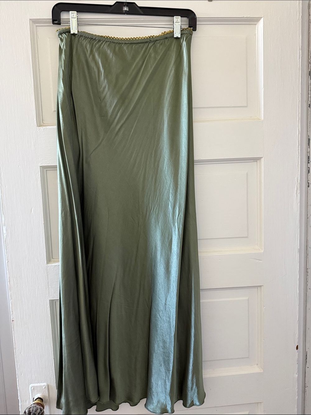 Silky Olive Green Maxi Skirt